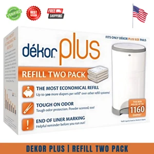 Dekor Plus Diapers Plus Size Pail Refill 2 Pack Holds Up To 1160 Diapers - Picture 1 of 7