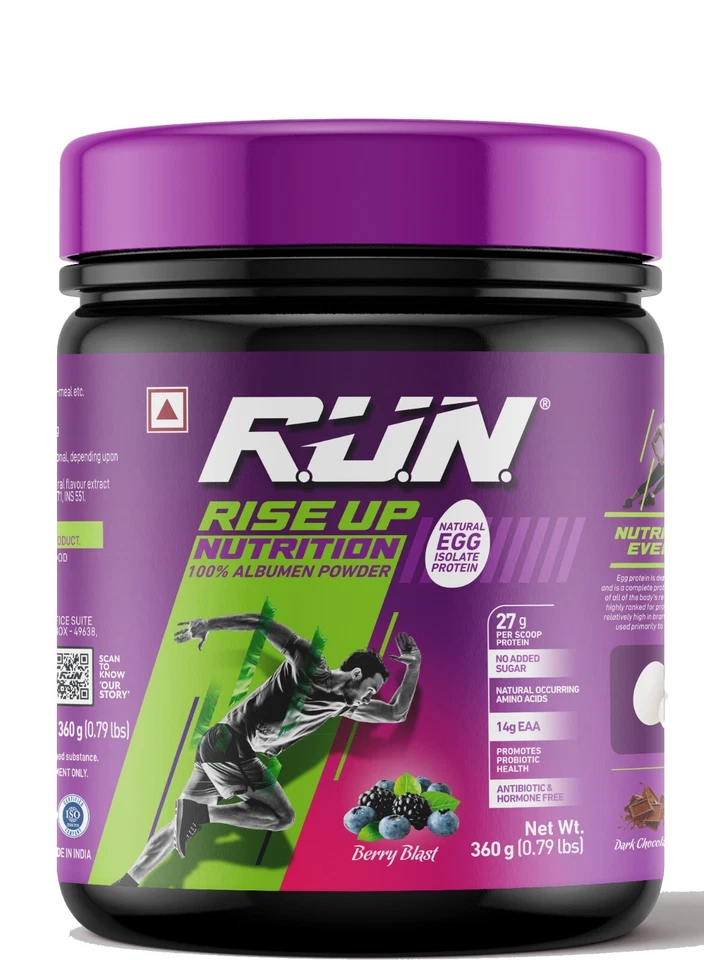 Proteína en polvo de clara de huevo natural RUN, 27 g de proteína, sin lactosa, 0,80 lbs/360 g Foto 1 de 4