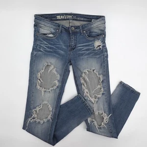 Machine Jeans Womens 9 Blue pour neuf mode Ripped Destroyed Low Rise - Picture 1 of 14