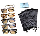 Cinq paires de lunettes de lecture 1,5 x - avec outil, sacs de rangement et tissu de nettoyage 
