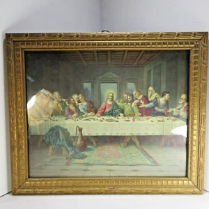 Brunozetti Signed ‘The Last Supper’ Print Gold Framed 1920-30’s Vintage 8x10 - Picture 1 of 12