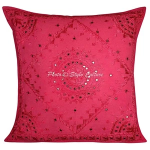 Funda de Almohada Boho Bordada a Mano 24x24 Algodón Indio Funda de Almohada 60x60 cm - Imagen 1 de 6