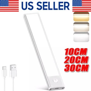 LED Motion Sensor Under Cabinet Closet Light USB Rechargeable Kitchen Lamp Strip - Picture 1 of 16