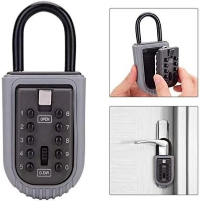 Key Lock Box,Realtor Key Lock Box Safe Lockbox 10-Digit Push Button Combination  - Image 1 of 4