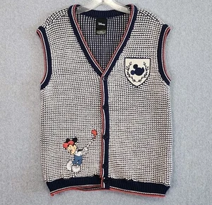 Disney Mickey Mouse Golf Strickjacke Pullover Weste Herren SM Knopfleiste Box Mittagessen - Bild 1 von 7