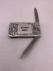 Vintage Atlanta Wires Money Clip Messer 2 Klingen Floral Scroll Design USA - Bild 1 von 4