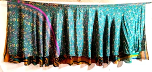 Falda envolvente de sari indio para mujer hecha a mano reversible vintage hippie XL té - Imagen 1 de 6