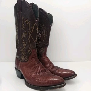 Vintage Men’s Justins 8094 Ostrich Cowboy Boots 8.5D Leather  - Picture 1 of 20