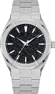 PINTIME Fashion Mens Watch Frosted Star Dust Dial Stainless Steel Quartz Analog - Picture 1 of 4