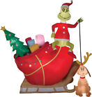 Airblown Grinch Max im Schlitten 12' aufblasbare Hofdekoration Weihnachtsjuwel