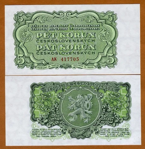 Czechoslovakia, 5 Korun, 1953, P-80 (80a), UNC Russian Printing Cover