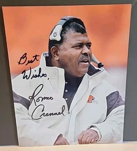 Auténtica foto autógrafa de Romeo Crennel 8x10 entrenador de los Cleveland Browns leer - Imagen 1 de 7