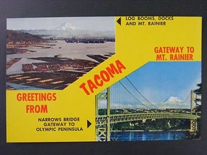 Tacoma Washington Browns Point Mt. Postal Rainier Narrows Bridge años 50-60 - Imagen 1 de 2