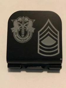 US ARMY SF Crest With Master Sgt Stripes Laser Etched Aluminum Hat Clip Brim-it - Picture 1 of 9