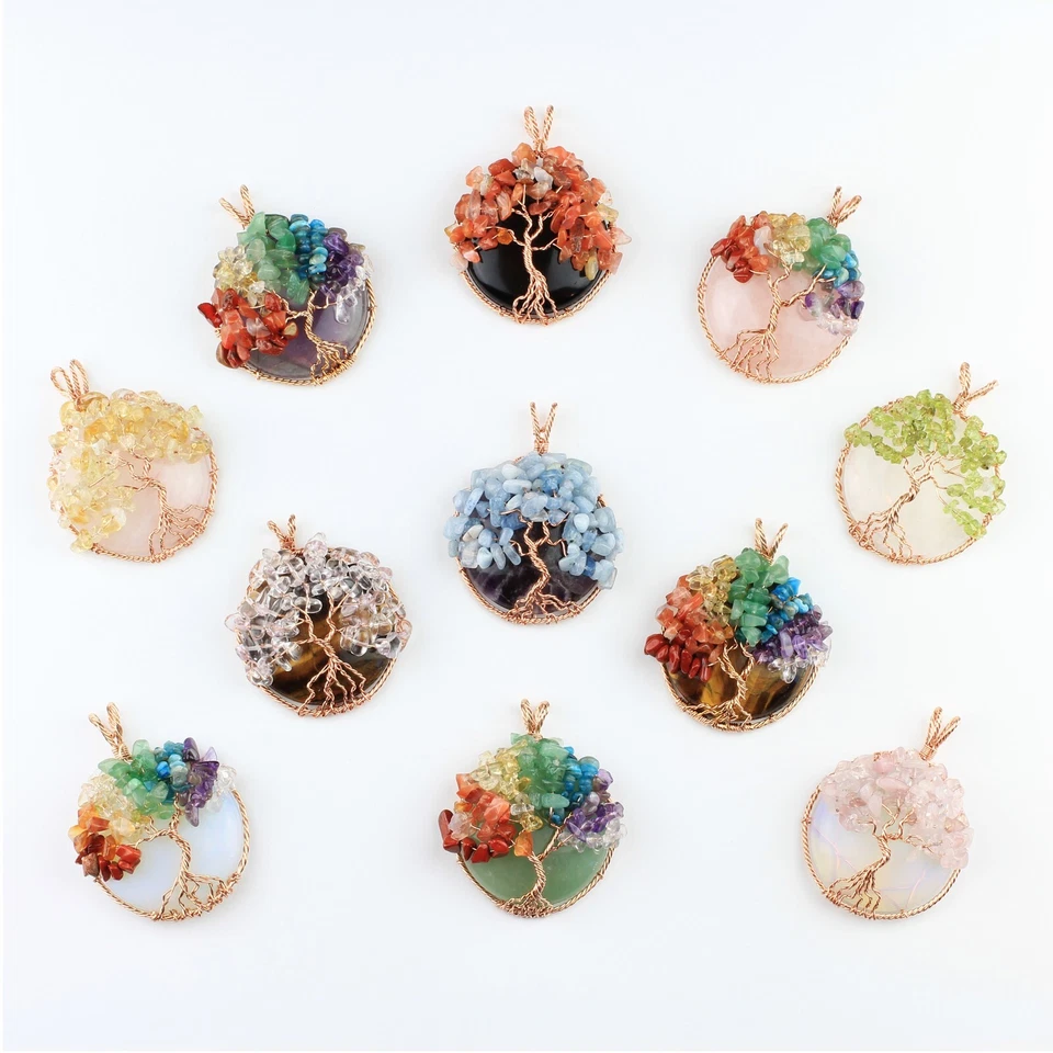 Multi Gemstones Tree Of Life Necklace, Wholesale Price - Image 1 of 1