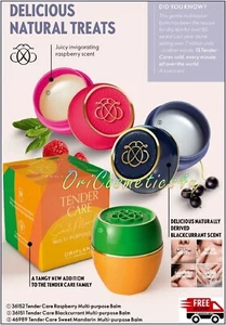 3x Oriflame Tender Care Multi Purpose Balms Blackcurrant & Raspberry + Mandarin - Picture 1 of 20