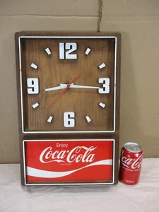 Vintage ENJOY COCA-COLA Advertisement Wall Clock Faux Wood 18" Electric Clock - Picture 1 of 9