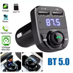 Bluetooth 5.0 Wireless Car FM Transmitter MP3 Player Radio 2 USB Charger Adapter - Picture 1 of 11