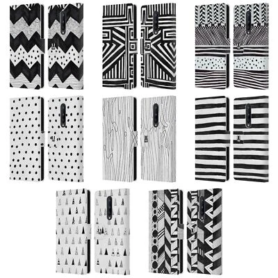 HEAD CASE DESIGNS BNW DOODLE LEATHER BOOK WALLET CASE COVER FOR ONEPLUS PHONES - Image 1 of 4