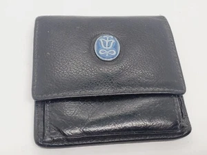 Vtg LLADRO Society Black Leather Credit Card Coin Purse w/Blue Ceramic Accent - Picture 1 of 7