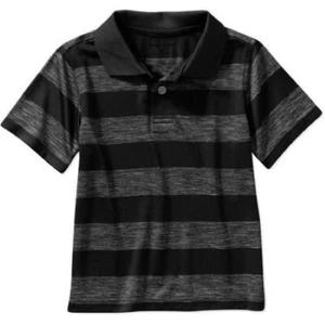 New Healthtex Polo Tops shirts Boys Butto Aqua Black Stripe Toddler 12m & 2T - Picture 1 of 5