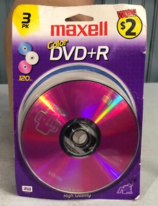 Maxell Color DVD+R Three 3 Pack Blank Recordable DVD - Picture 1 of 3