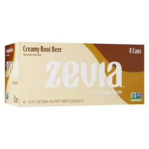 Zevia Zero Sugar Soda, Creamy Root Beer, 12 oz Cans (8-Pack) – Naturally Sweeten - Picture 1 of 6