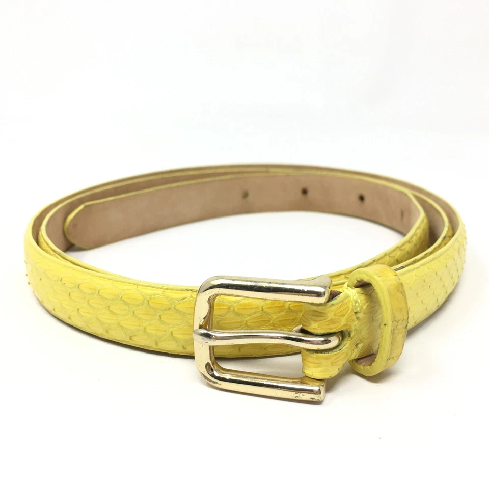 Cinturón ajustado J Crew para mujer talla mediana M amarillo piel de serpiente piel de serpiente hebilla de latón Foto 1 de 4