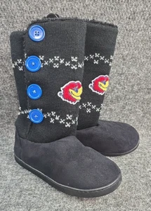 Kansas Jayhawks Size Medium 7/8 Women's Boots Winter Knit Fleece Button - Picture 1 of 9