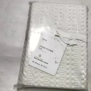 NEU Pottery Barn Waben Baumwolle KING 36 x 20" Schein WEISS - Bild 1 von 2