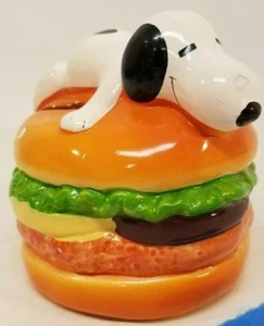 Vintage Peanuts Snoopy Hamburger Ceramic Determined Coin Bank Near Mint 1966 - Picture 1 of 11