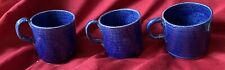 3 Small 2 1/2" Shelton NC Pottery  Blue Glaze Coffee Mugs 1989-1990