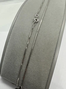 9 Karat Weißgold 1 mm Box venezianische Gliedkette 28 Zoll/70 cm Kette (W53V) - Bild 1 von 5