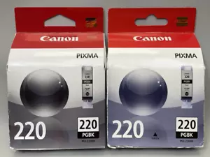 Set of 2 - Genuine Canon PGI-220 Black Ink Cartridges (220PGBK) - Ships Today - Picture 1 of 6