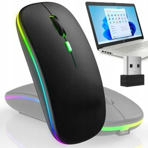 Kabellose Maus Wiederaufladbare LED RGB USB Bluetooth Silent Mäuse für Laptop PC - Bild 1 von 8