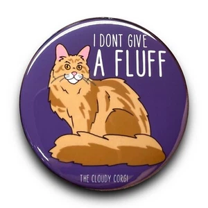Maine Coon Cat IDGAF Pinback Button Badge Handmade Retro Pet Art Gift 2.25" - Picture 1 of 18