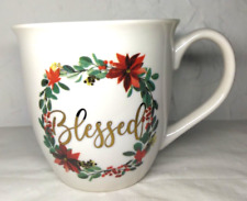 Holiday Blessed Poinsettia Berries Christmas 20.29 Fl Oz Ceramic Mug