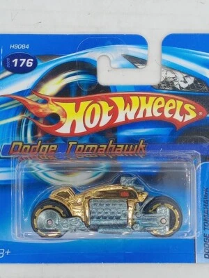 Hot Wheels *HTF 2005 *SHORT CARD - DODGE TOMAHAWK MOTORCYCLE #176 (Gold) - Image 1 of 3