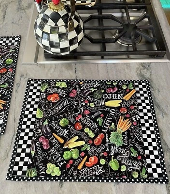 Radish and Root Vegetables Quilted 2sides Placemats-Free Mackenzie Childs GWP - Image 1 of 4