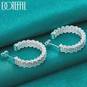 Pendiente DOTEFFIL 925 de plata de ley para mujer redondo pendiente fiesta joyería - Imagen 1 de 6