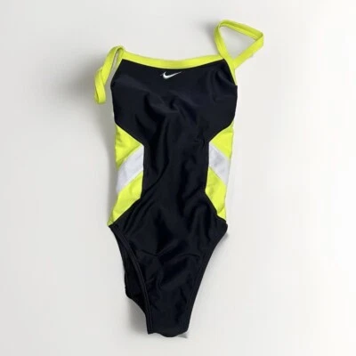 Nike Mujer Talla 4 Traje De Baño Una Pieza Negro Verde Lima Foto 1 de 4
