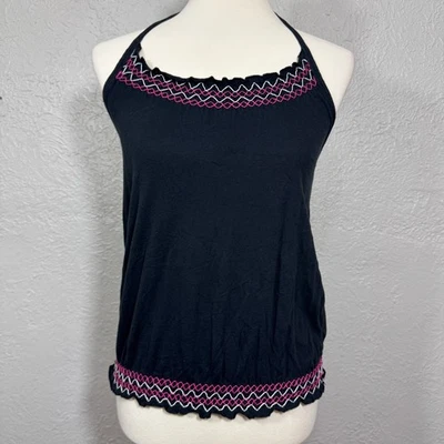 Camiseta sin mangas Y2K LEI Halter de colección cuentas de madera bordadas medianas algodón años 2000 grunge Foto 1 de 4