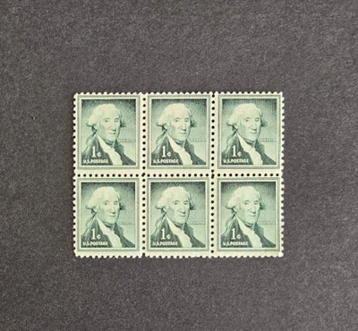 MNH Scott #1031, 1 cent X 6 block, Washington, Mint Never Hinged  (STLC) - Image 1 of 2
