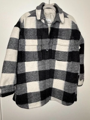 Chaqueta Abercrombie & Fitch Mujer M Blanco y Negro Buffalo Franela Suave 1892 Foto 1 de 4