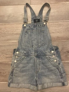 Gap Teen Overalls Shorts Shortalls Size 10-12 Medium Wash 100% Cotton EUC - Picture 1 of 6