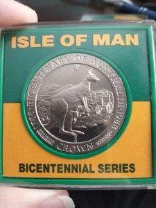 Isle Of Man Bicentenary Of Australia Crown Coin Tasmania And Tasmanian Devil 88 - Bild 1 von 2