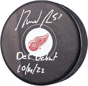 David Perron Detroit Red Wings Signed Hockey Puck w/"DET Debut 10/14/22" Insc - Picture 1 of 3