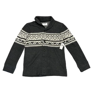 Old Navy Gray Off White Button Front Boys Sweater Size 10/12 - Picture 1 of 2