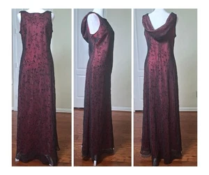 VTG Floral Velvet Glitter Mesh Cowl Back Y2k Slip Dress Cocktail Wedding Party  - Picture 1 of 21