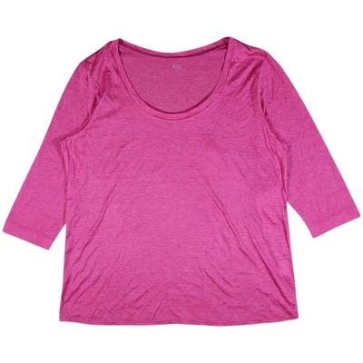 Camiseta Eileen Fisher Easy para mujer M rosa seda algodón jersey manga 3/4 básica Foto 1 de 4